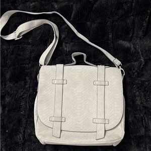 Grey Messenger Bag Crocodile Pattern